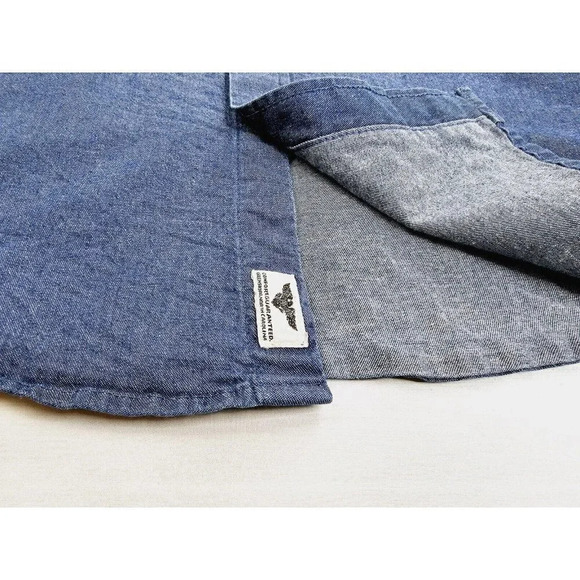 Wrangler Size 2XL Men's Blue Denim Logo tag Long Sleeve Two Pocket Shirt - Picture 7 of 12